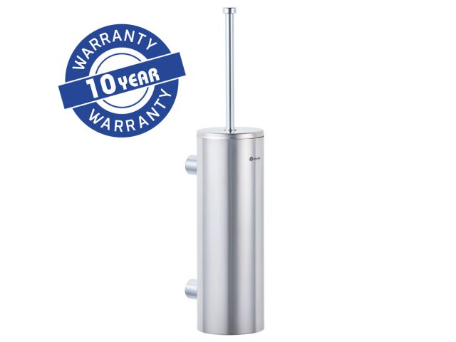 Wall-mounted toilet brush, long "TUBE" with a lid, polished steel